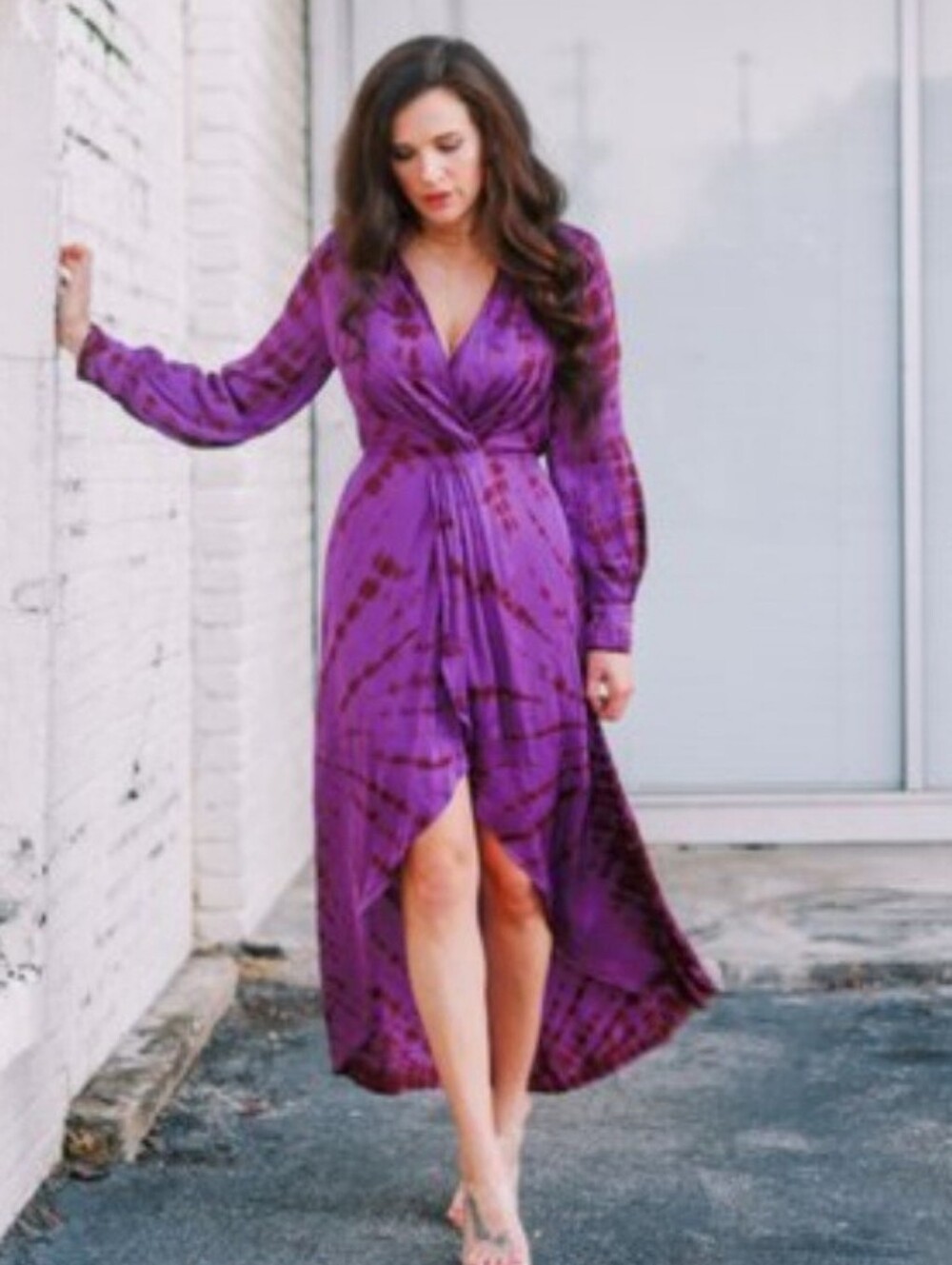 Young Fabulous & Broke Purple Tie-Dye Long Sleeve Twist Maxi Dress